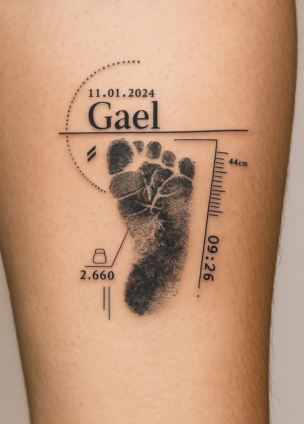 Baby Footprints Tattoo Scale